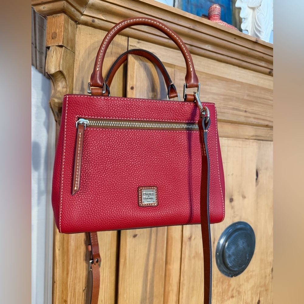 Dooney & Bourke Red Leather Textured Pebble Grain Satchel